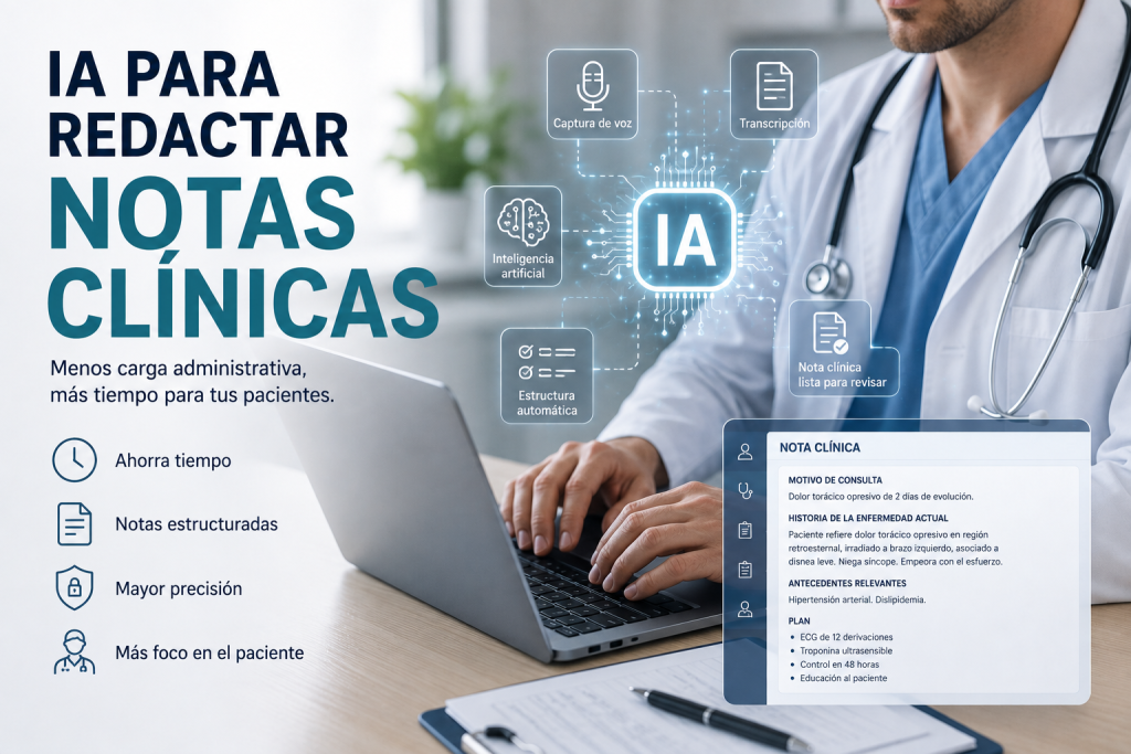 IA para redactar notas clínicas: cómo funciona, ventajas, riesgos y mejores herramientas en 2026